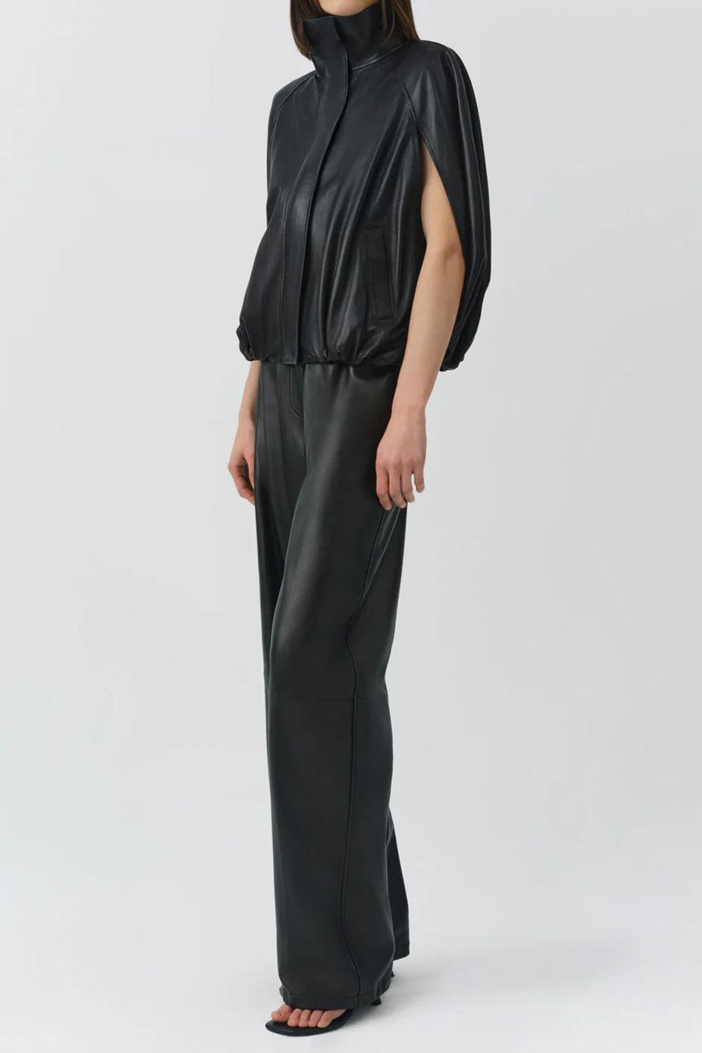 Jada Leather Cape Jacket-BLACK-XS-CLOTHINGJACKETLEATHER-SIMKHAI