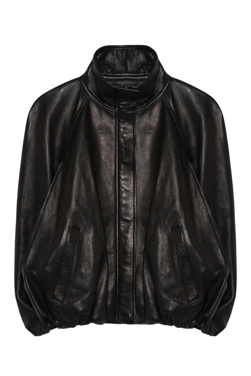 Jada Leather Cape Jacket-BLACK-XS-CLOTHINGJACKETLEATHER-SIMKHAI