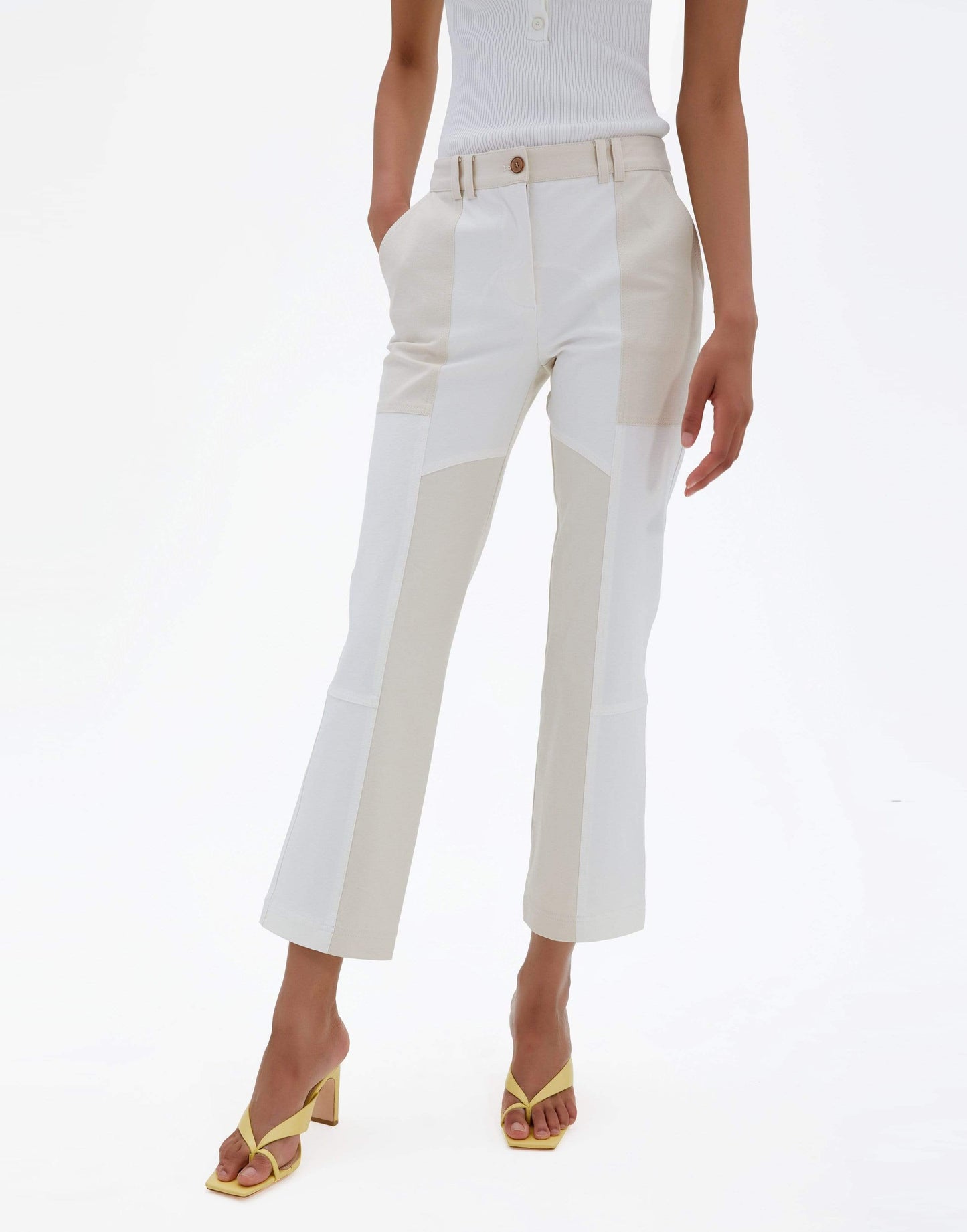 SIMKHAI-Jesslyn Cropped Twill Flare Pant-