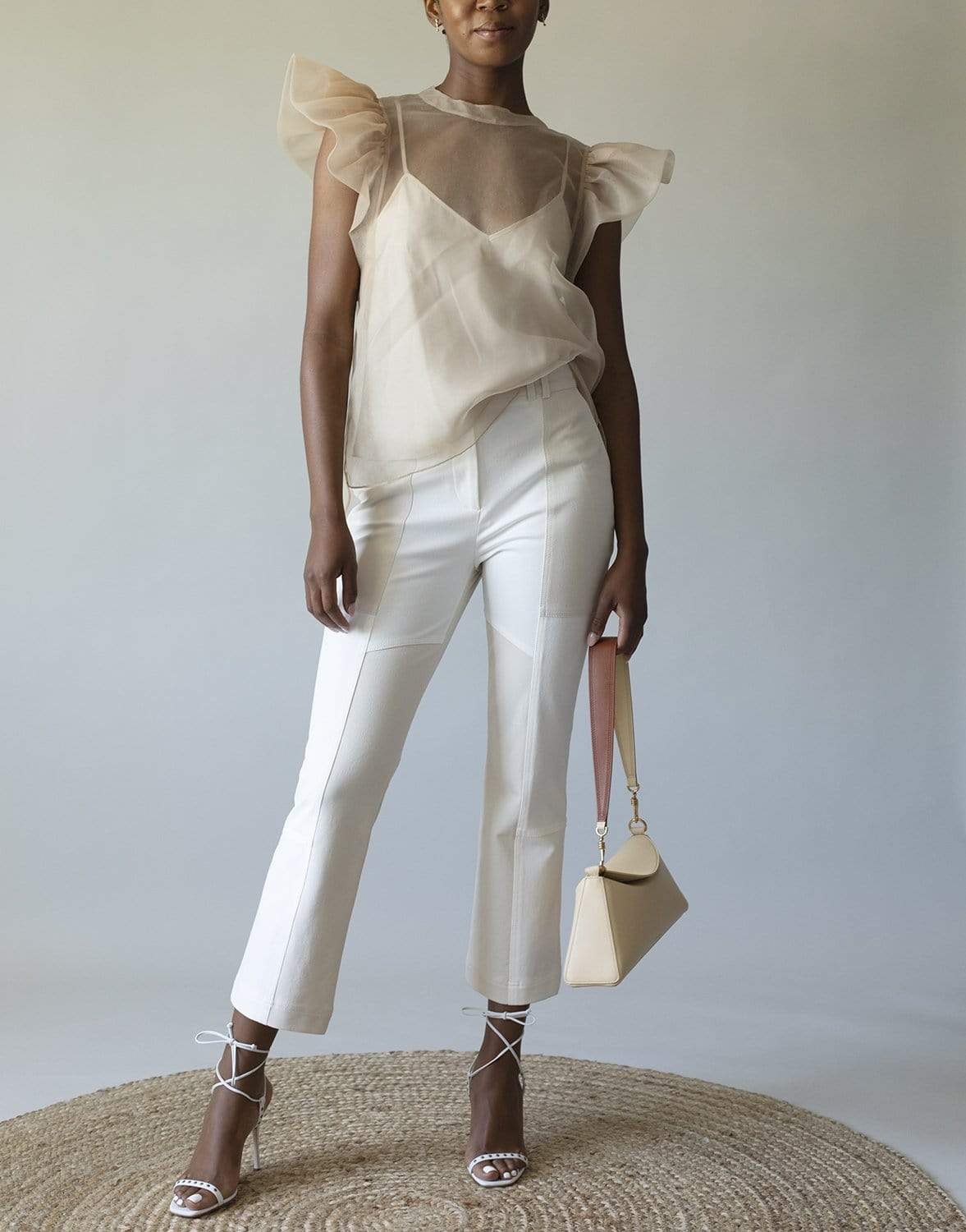 SIMKHAI-Corina Recycled Organza 
Ruffle Sleeve 
Top-
