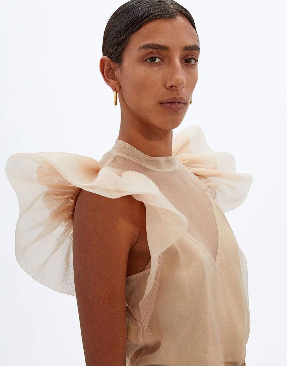 SIMKHAI-Corina Recycled Organza 
Ruffle Sleeve 
Top-