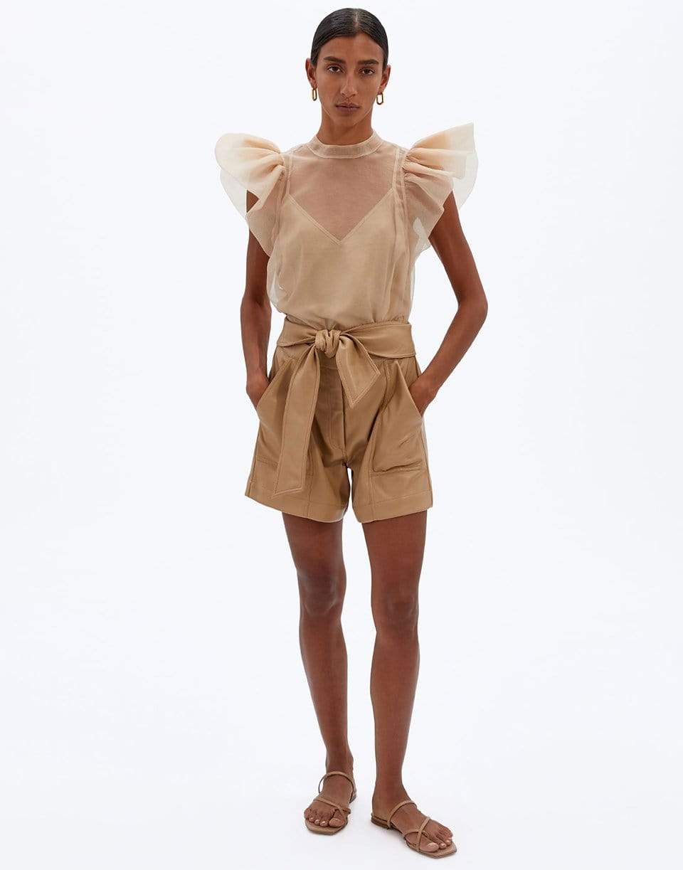 SIMKHAI-Corina Recycled Organza 
Ruffle Sleeve 
Top-