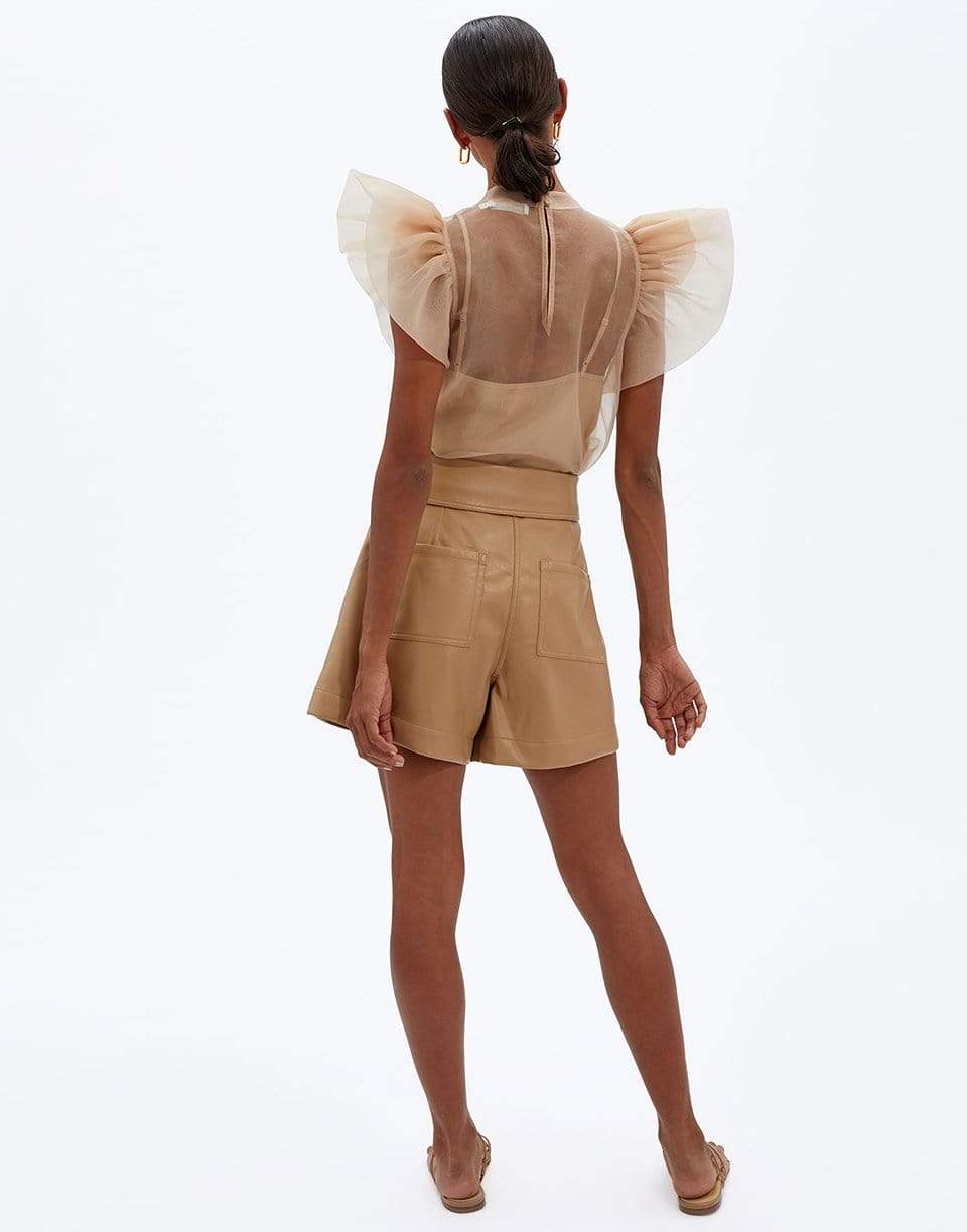SIMKHAI-Corina Recycled Organza 
Ruffle Sleeve 
Top-