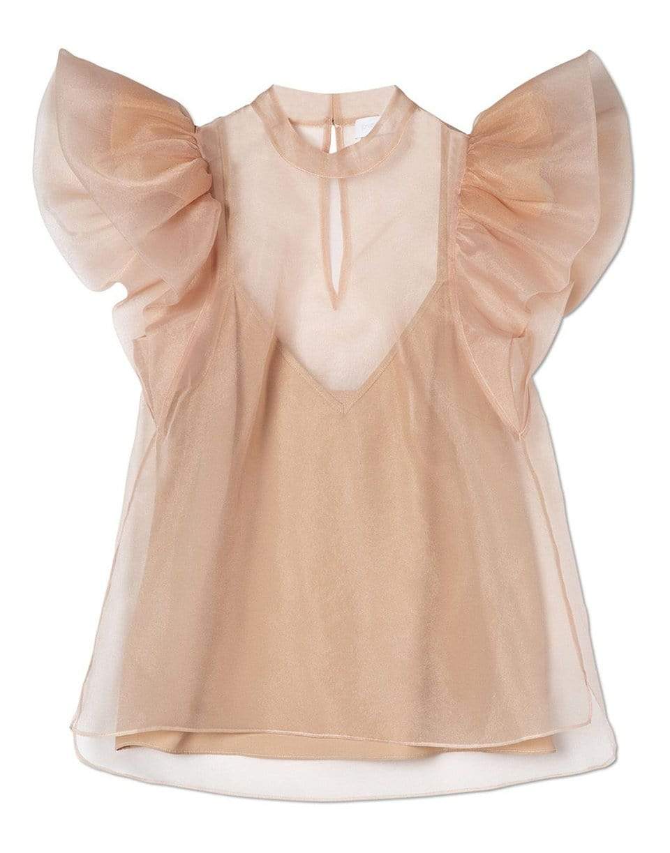 SIMKHAI-Corina Recycled Organza 
Ruffle Sleeve 
Top-