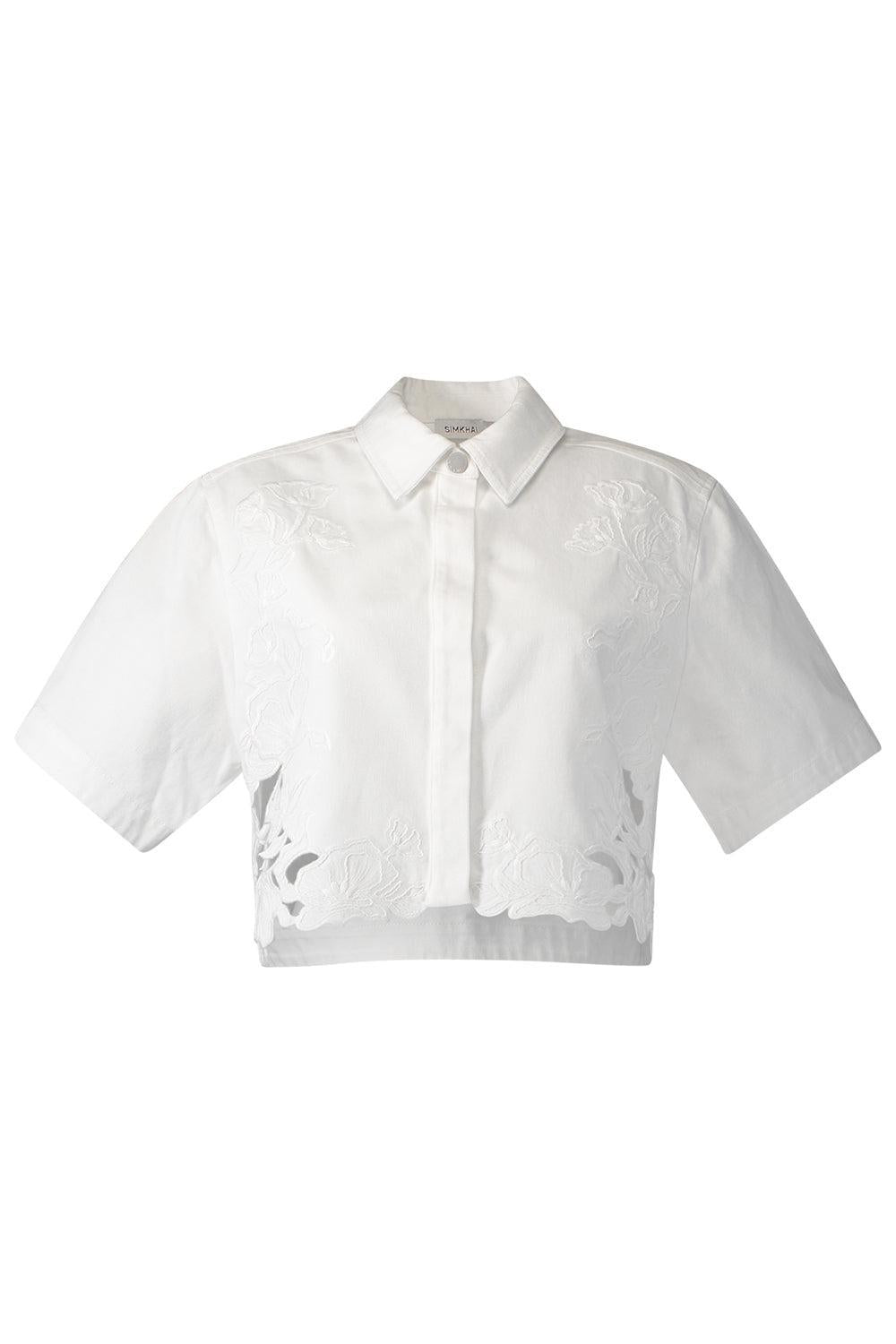 Albaine Embroidered Shirt-CREAM-XS-CLOTHINGTOPBLOUSE-SIMKHAI