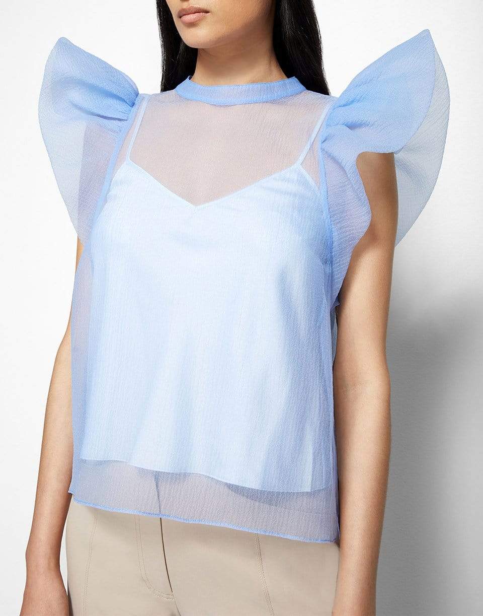 SIMKHAI-Corina Organza Ruffle Sleeve Top - Periwinkle-