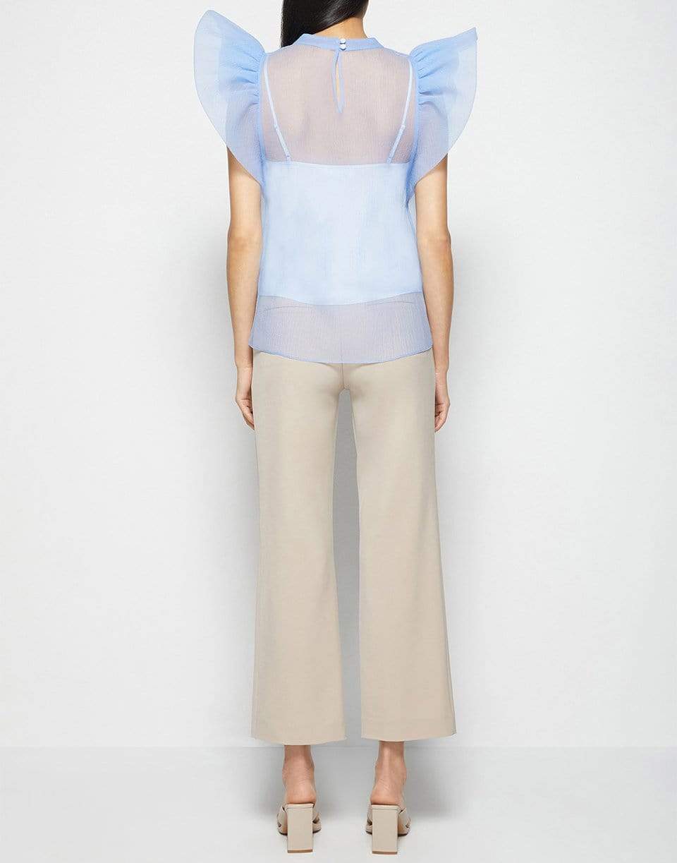 SIMKHAI-Corina Organza Ruffle Sleeve Top - Periwinkle-