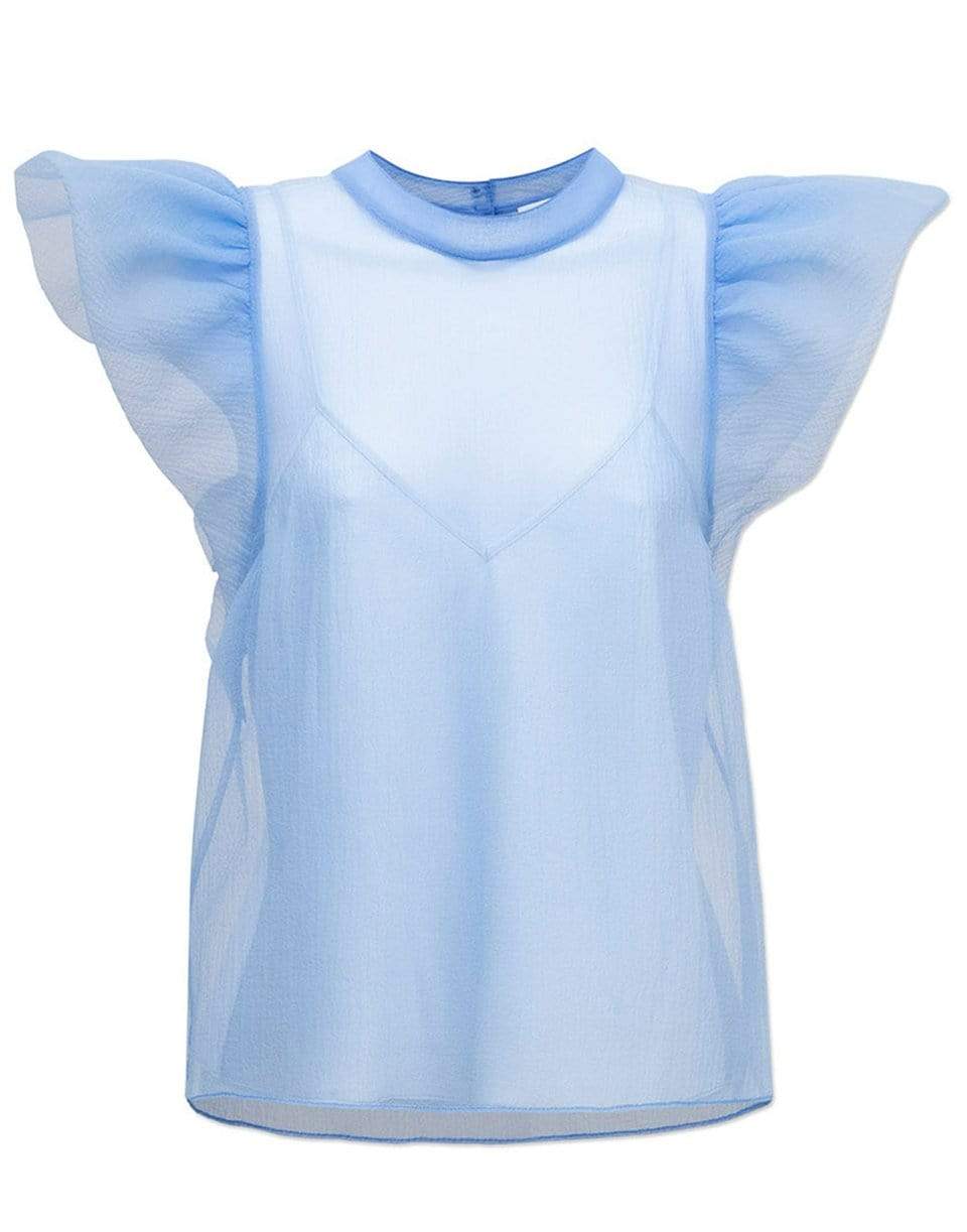 SIMKHAI-Corina Organza Ruffle Sleeve Top - Periwinkle-