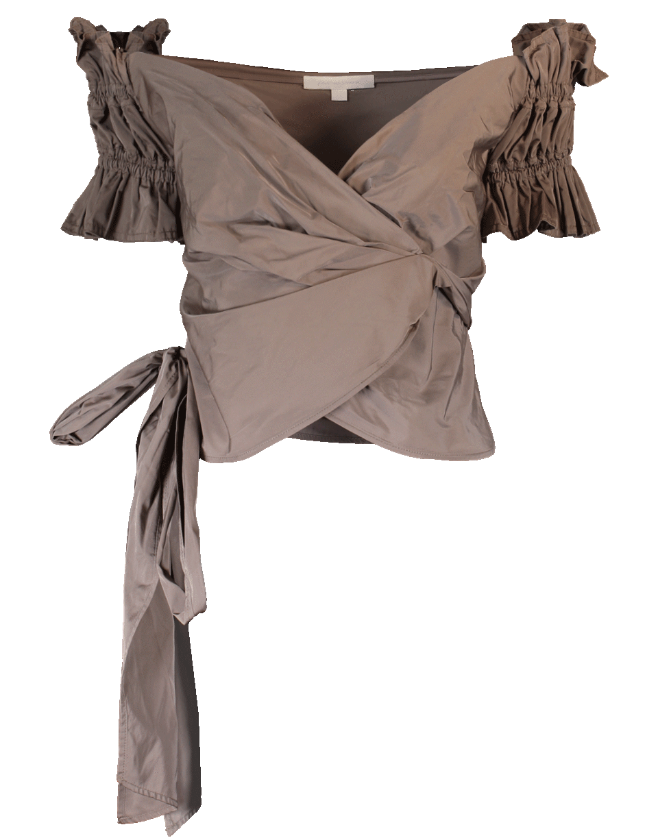 SIMKHAI-Taffeta Wrap Blouse-