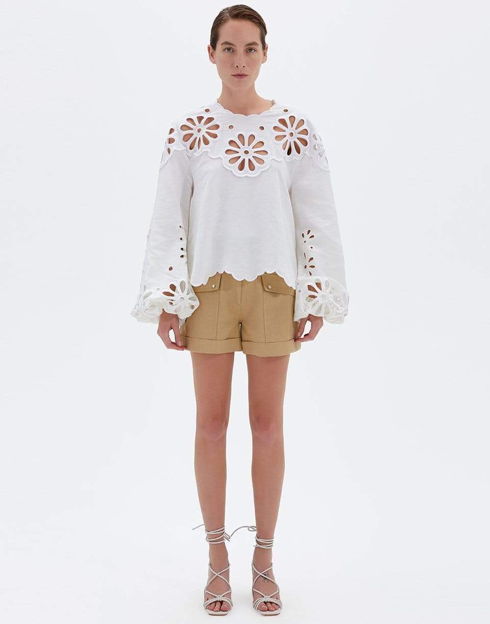SIMKHAI-Sora Broderie Anglaise Long Sleeve Top-