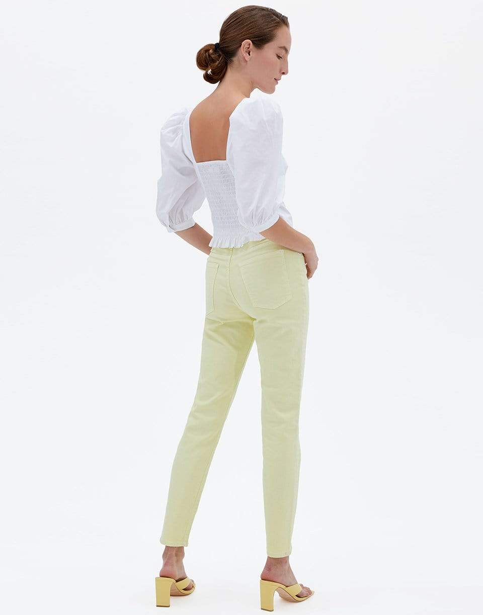 SIMKHAI-Thea Cotton Oxford
 Smocked Puff Sleeve Top-