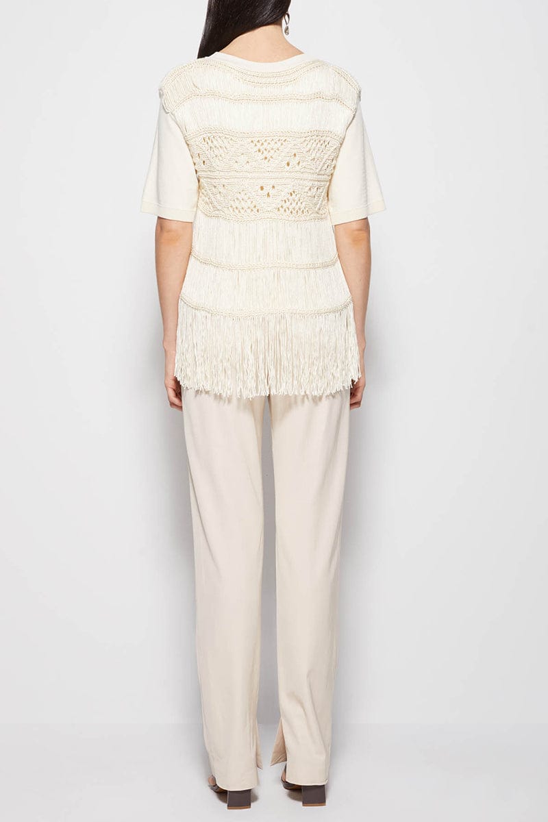 SIMKHAI-Delphine Macrame Short Sleeve Top-