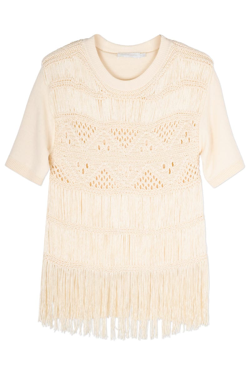 SIMKHAI-Delphine Macrame Short Sleeve Top-