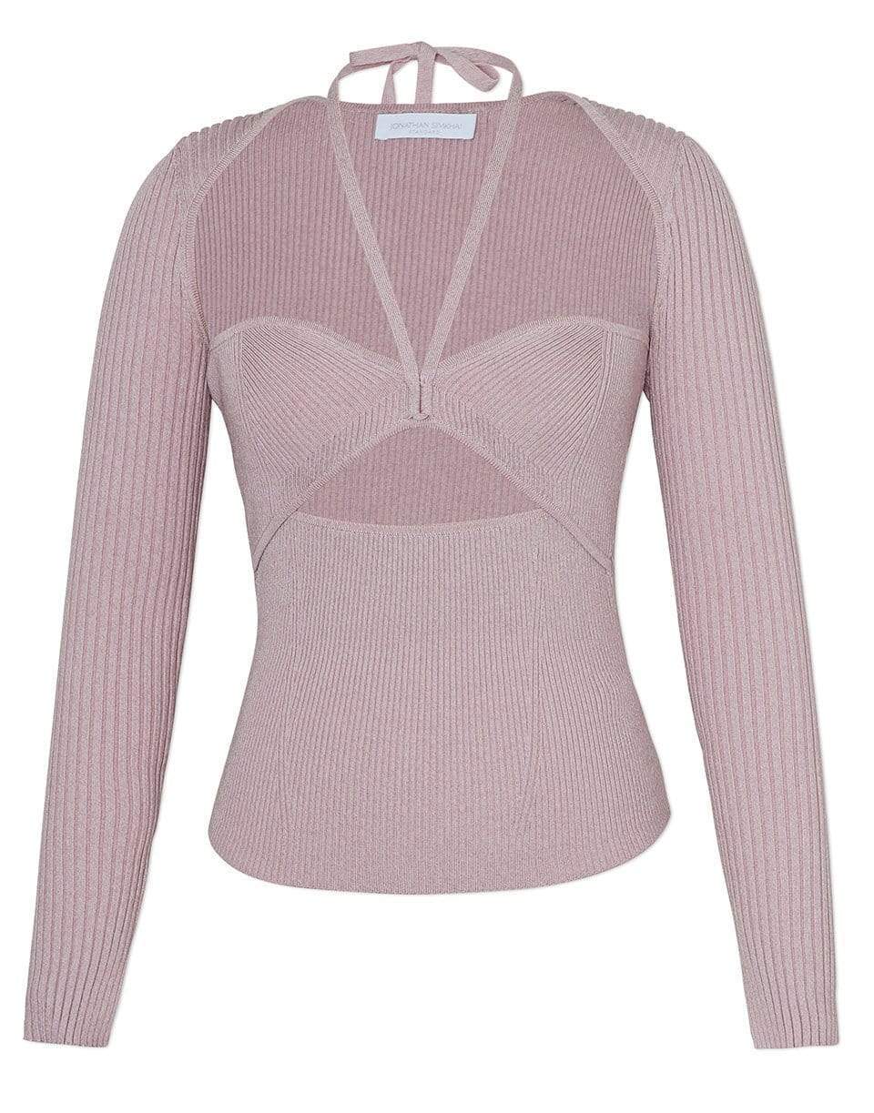SIMKHAI-Alexia Ribbed Sweetheart Pullover-