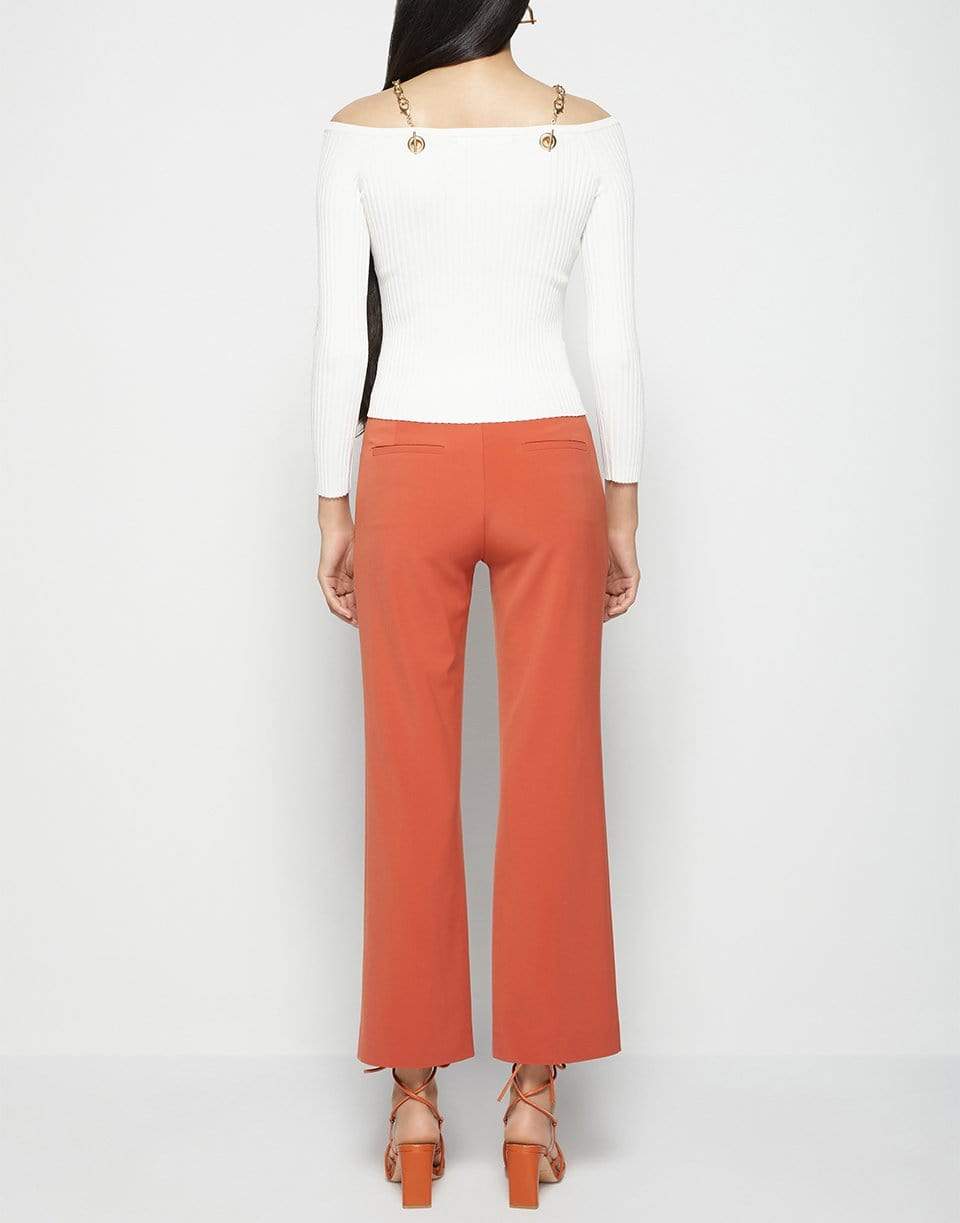 SIMKHAI-Quinn Compact Rib Long Sleeve Off Shoulder Chain Top-