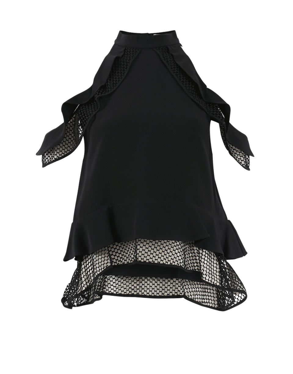 SIMKHAI-Windowpane Cold Shoulder Top-