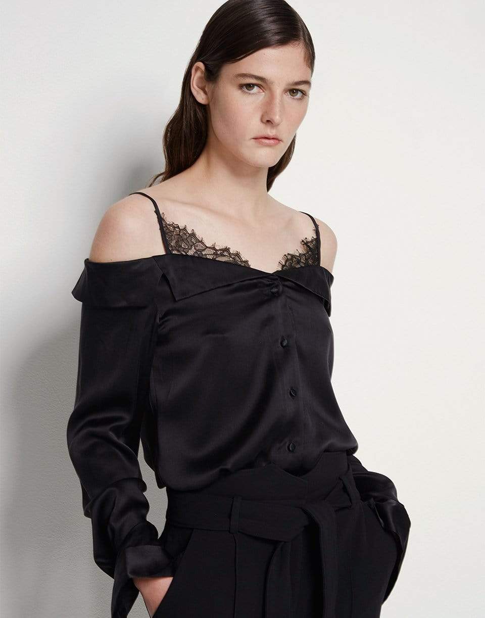 SIMKHAI-Black Caylee Silk Lace Top-