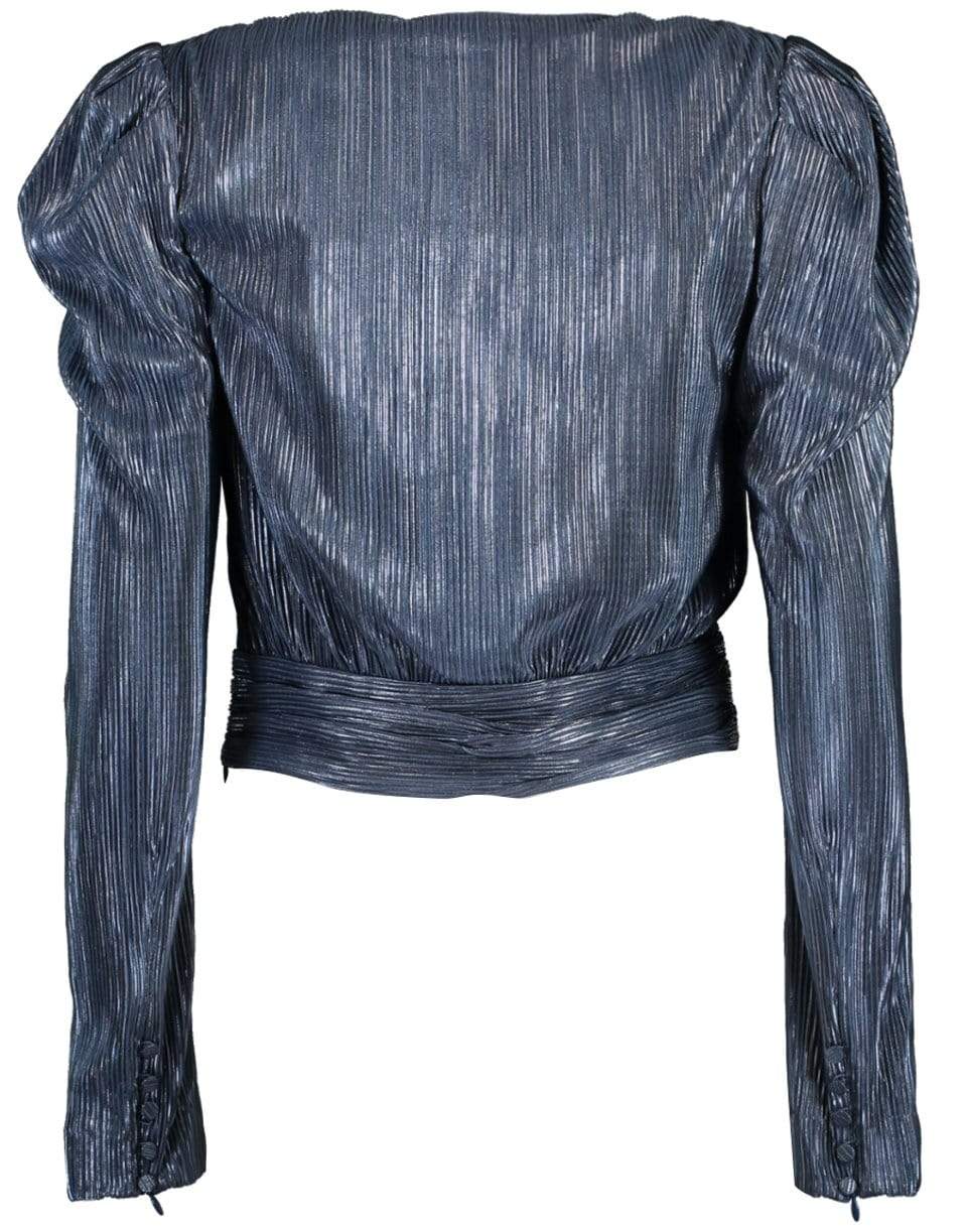 SIMKHAI-Danielle Metallic Plisse Wrap Top-