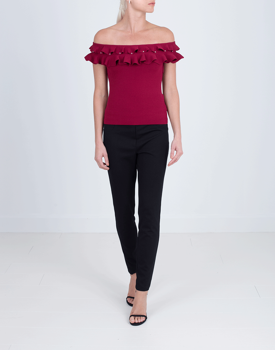 SIMKHAI-Slashed Ruffle Off Shoulder Top-