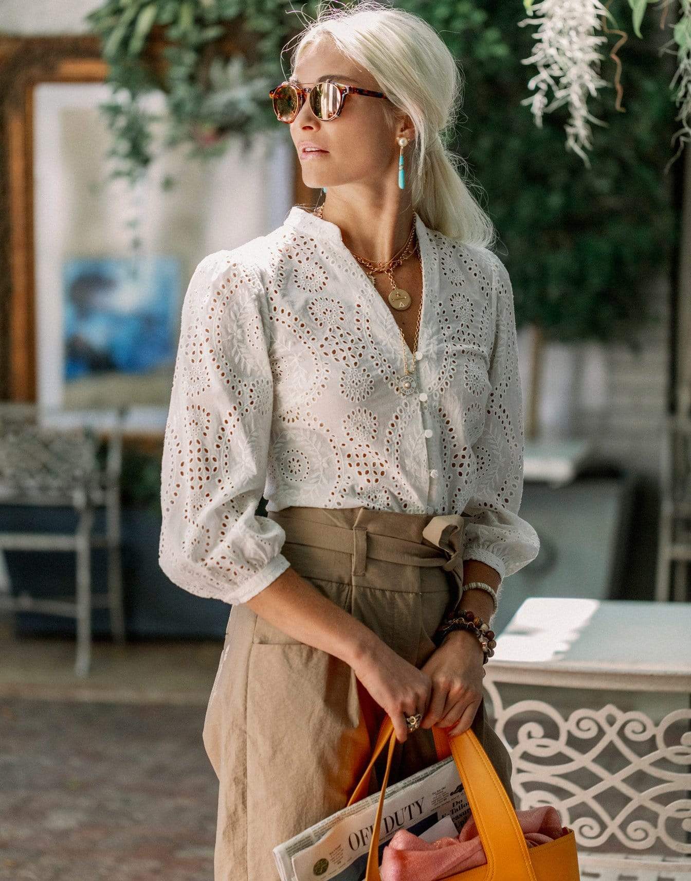 SIMKHAI-Alex Broderie Anglaise Button Front Top-