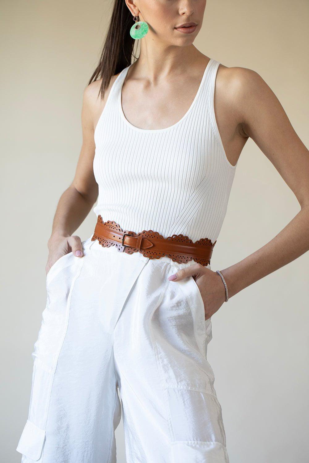 SIMKHAI-Cecilia Crop Top - White-