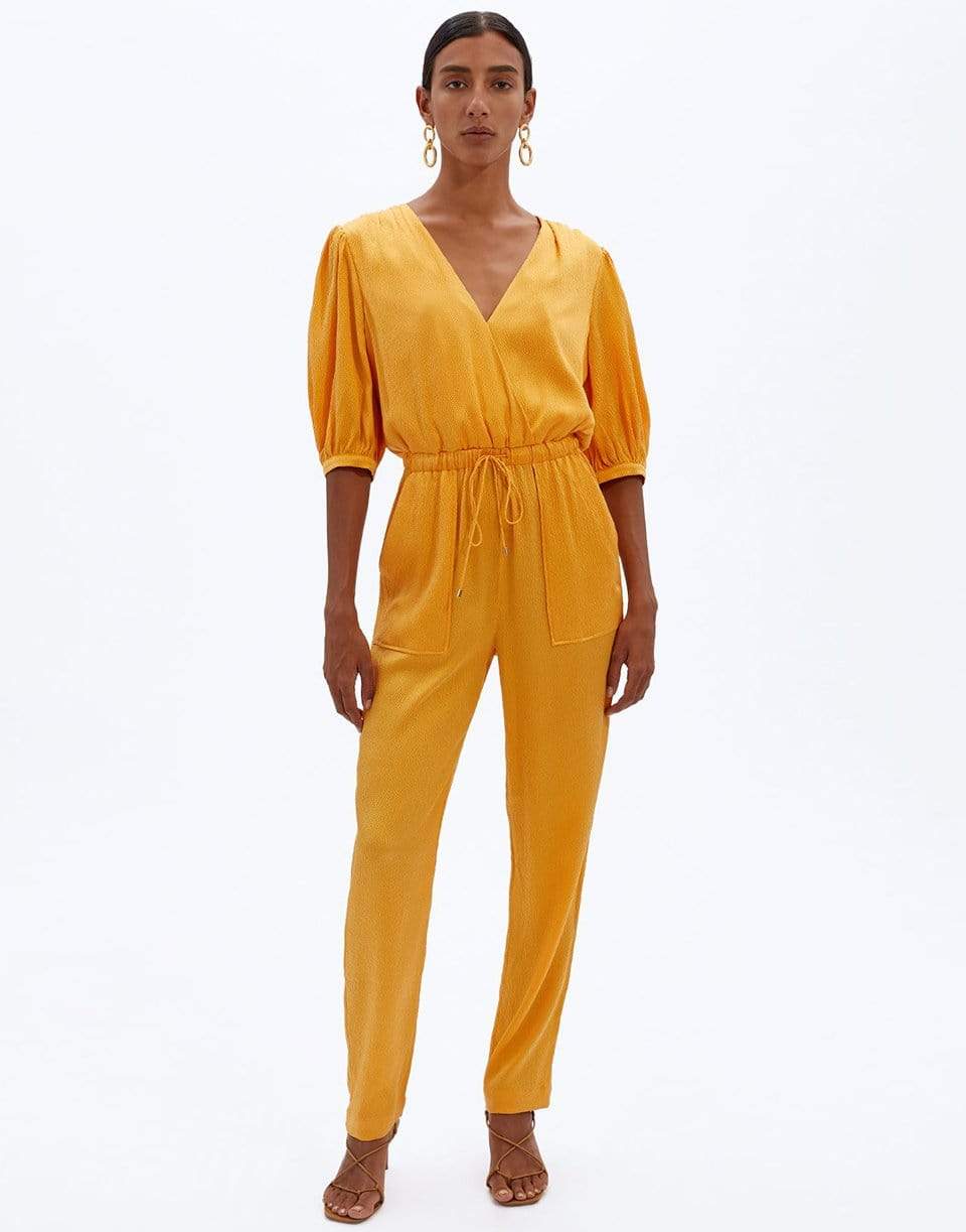 SIMKHAI-Anahita Hammered Silk Surplice Jumpsuit-PIXIE