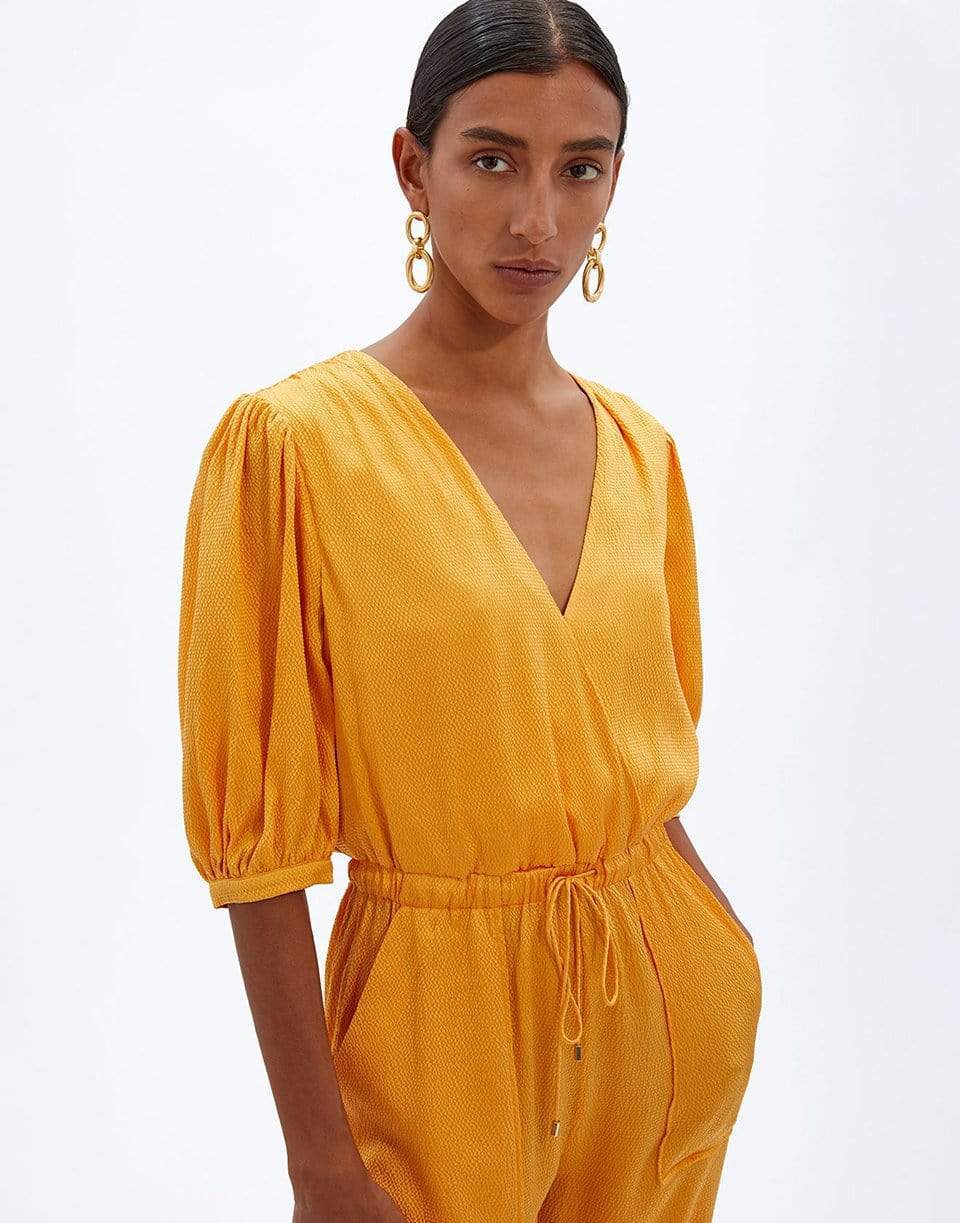 SIMKHAI-Anahita Hammered Silk Surplice Jumpsuit-PIXIE