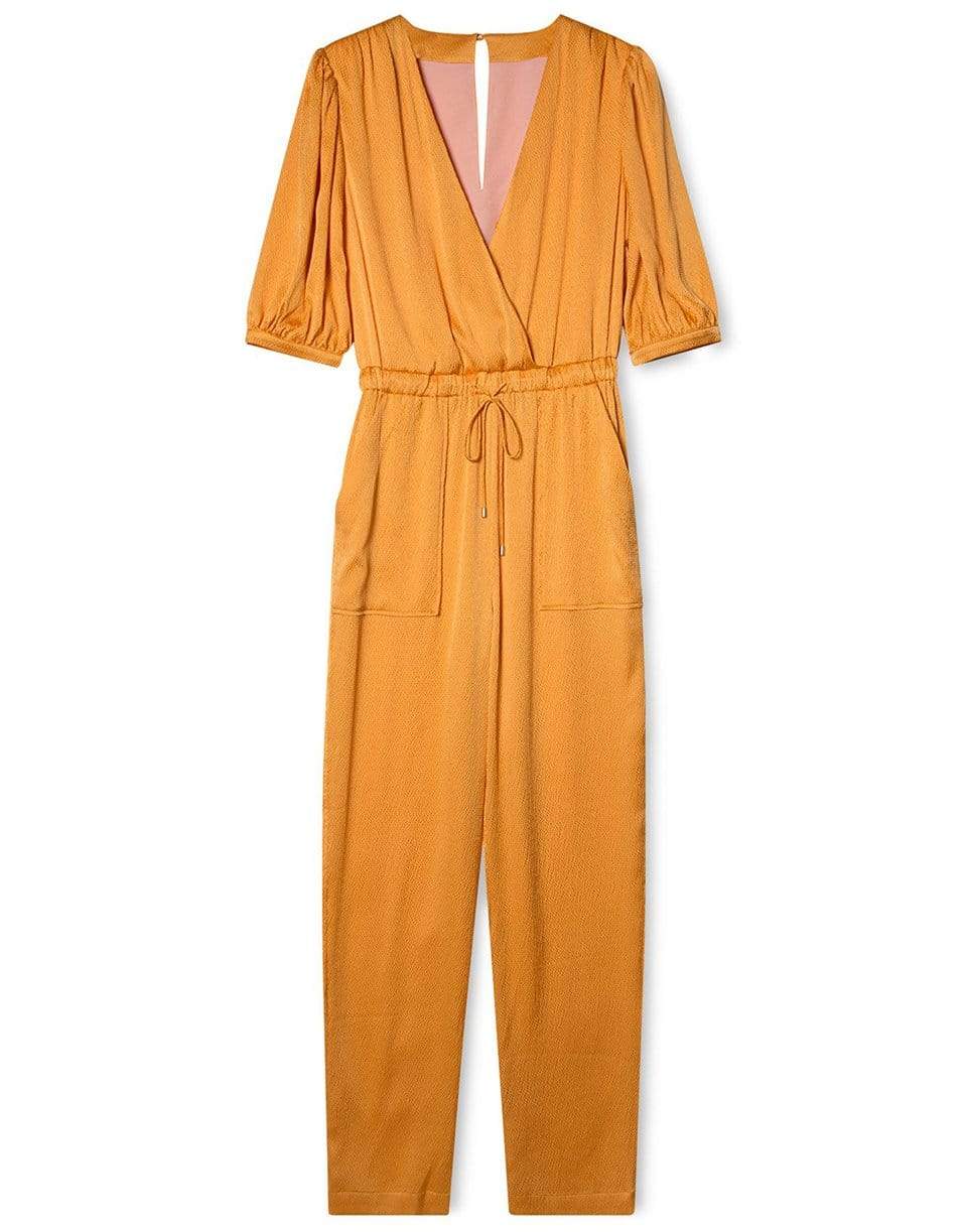 SIMKHAI-Anahita Hammered Silk Surplice Jumpsuit-PIXIE