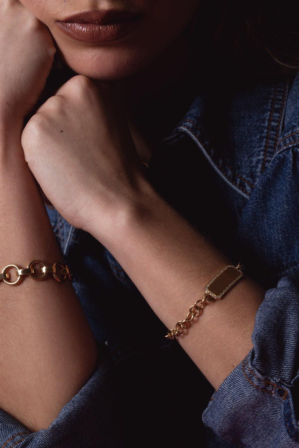 SINGLE STONE-ID Bracelet-YELLOW GOLD