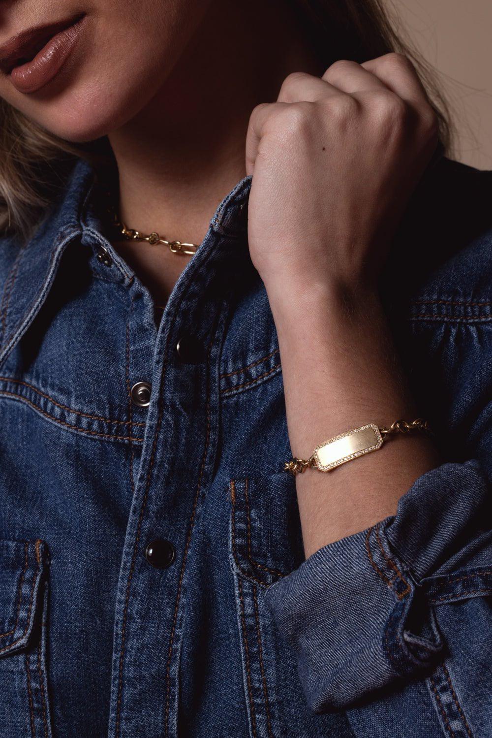 SINGLE STONE-ID Bracelet-YELLOW GOLD