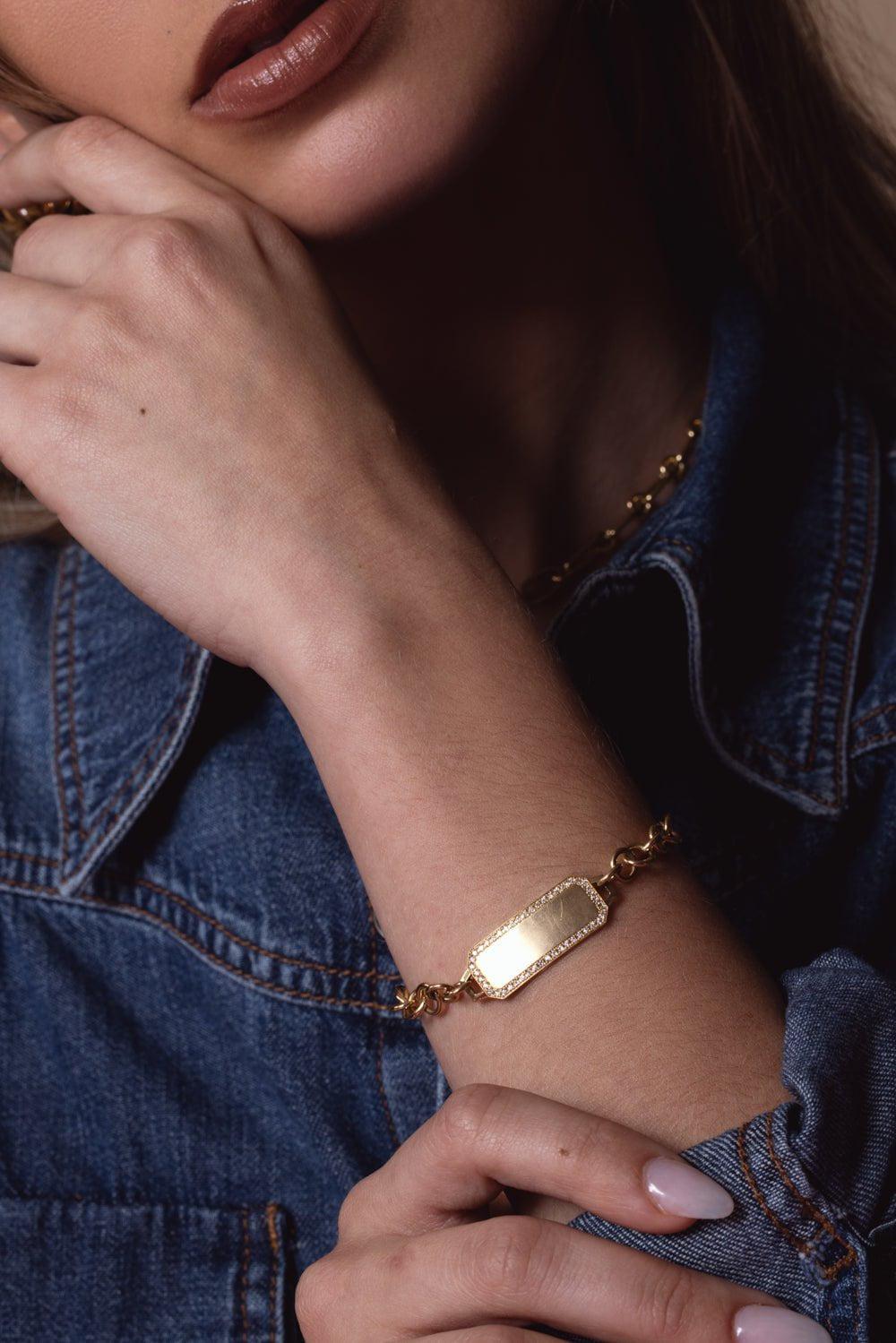 SINGLE STONE-ID Bracelet-YELLOW GOLD