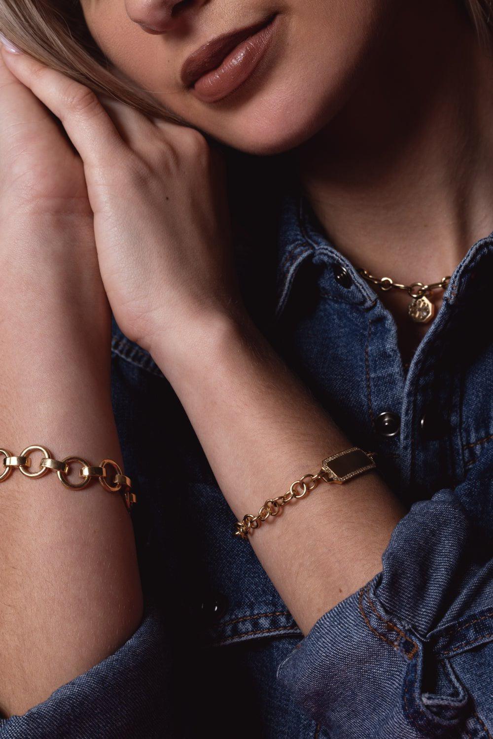 SINGLE STONE-ID Bracelet-YELLOW GOLD