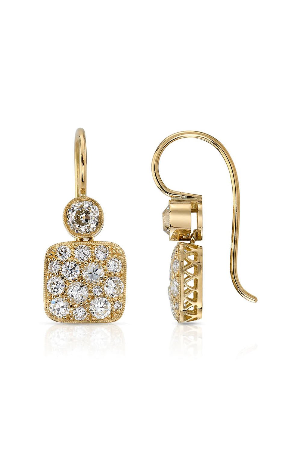 SINGLE STONE-Cobblestone Double Drop Earrings-YELLOW GOLD