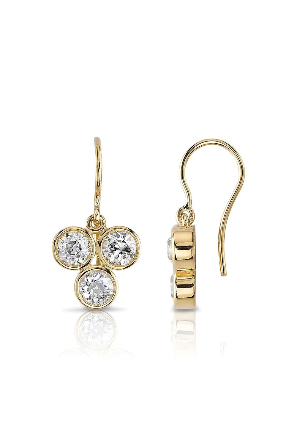 SINGLE STONE-Ebony Drop Earrings-YELLOW GOLD
