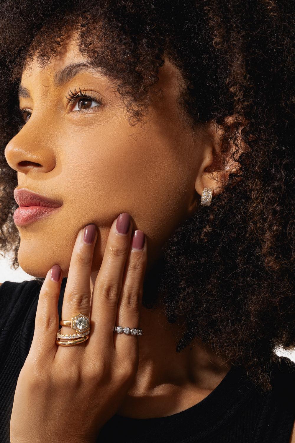Jenni Cobblestone Huggie Earrings-YELLOW GOLD-JEWELRYFINE JEWELEARRING-SINGLE STONE