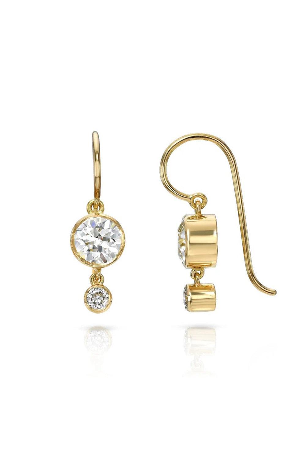 Paloma Double Drop Earrings-YELLOW GOLD-JEWELRYFINE JEWELEARRING-SINGLE STONE