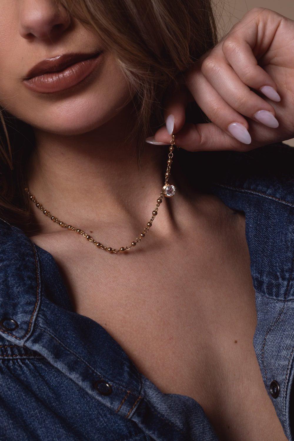 SINGLE STONE-Logan Necklace-ROSE GOLD