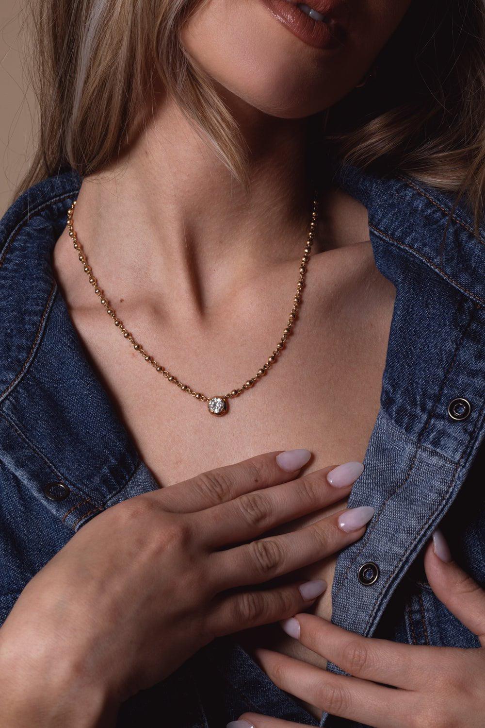 SINGLE STONE-Logan Necklace-ROSE GOLD