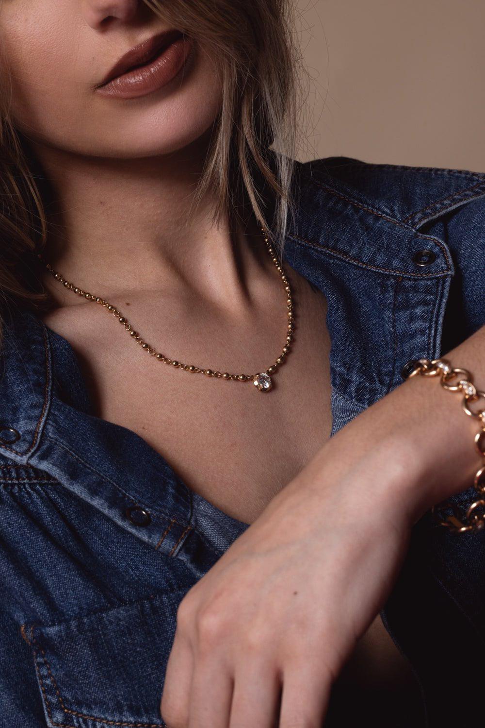 SINGLE STONE-Logan Necklace-ROSE GOLD