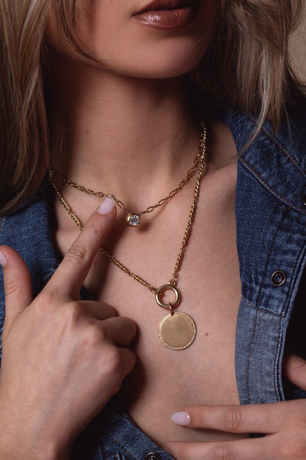 SINGLE STONE-Cori Necklace-YELLOW GOLD