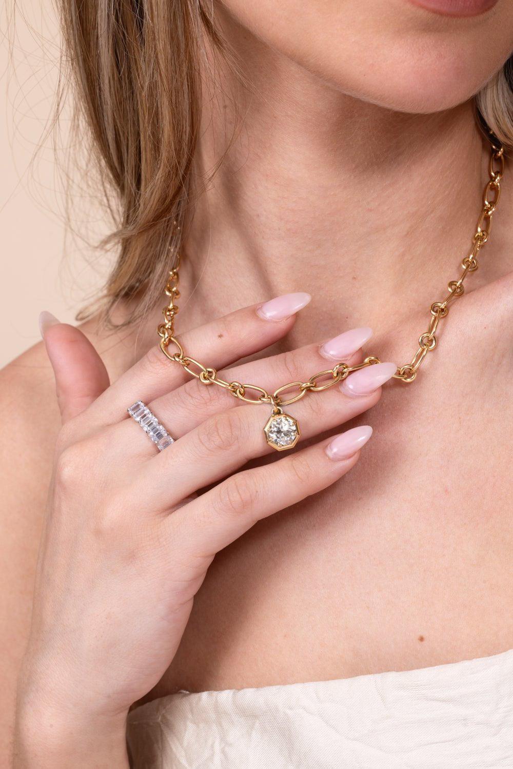 SINGLE STONE-Lola Necklace-YELLOW GOLD