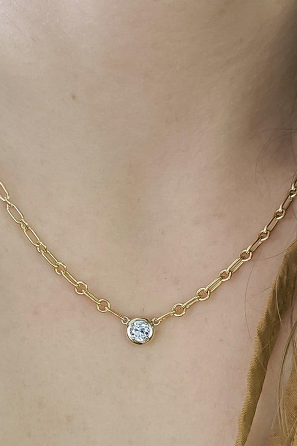 SINGLE STONE-Randi Necklace-YELLOW GOLD