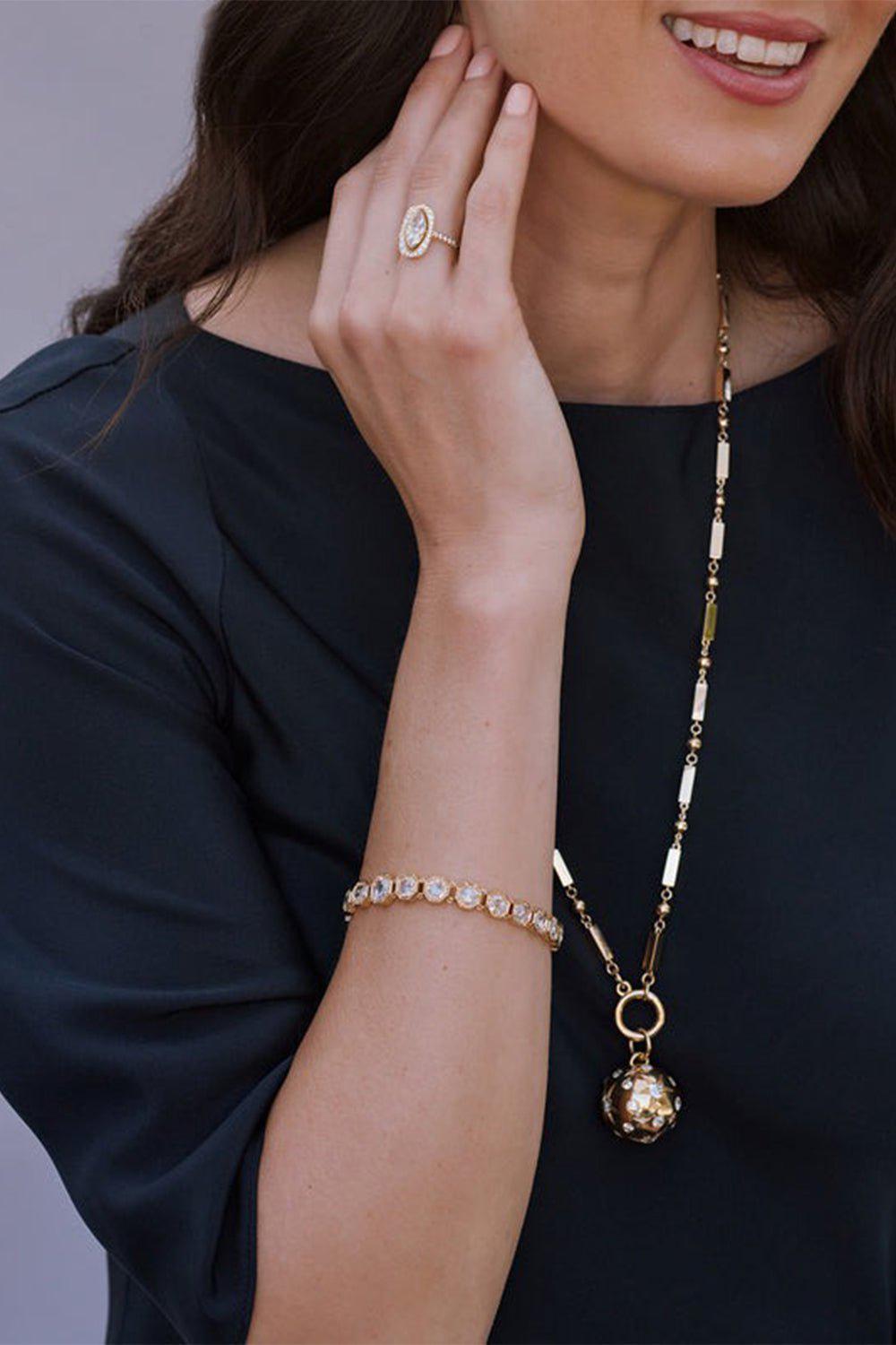 SINGLE STONE-Mini Annex Charm Holder Necklace-YELLOW GOLD