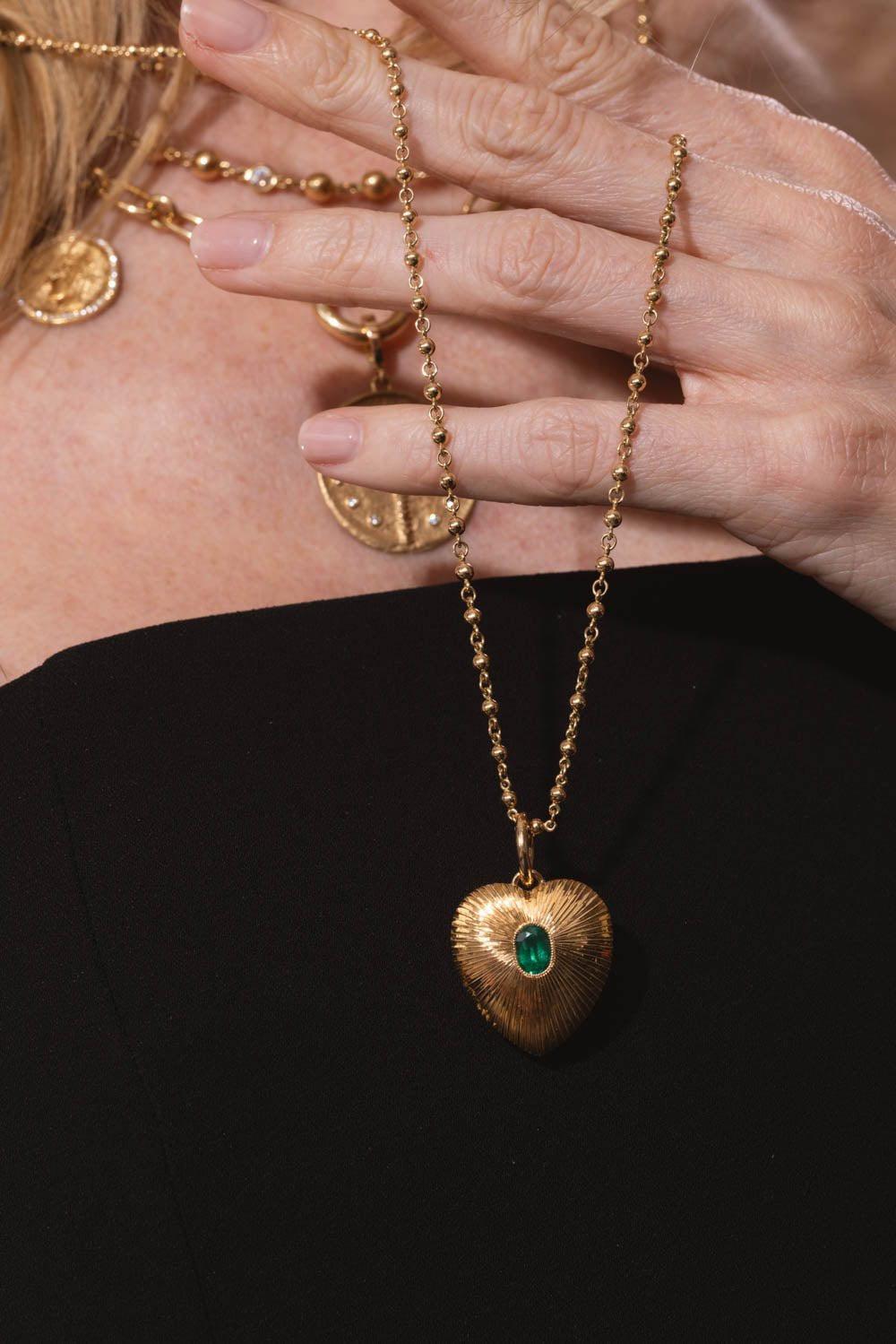 SINGLE STONE-Mini Rosary Necklace-YELLOW GOLD