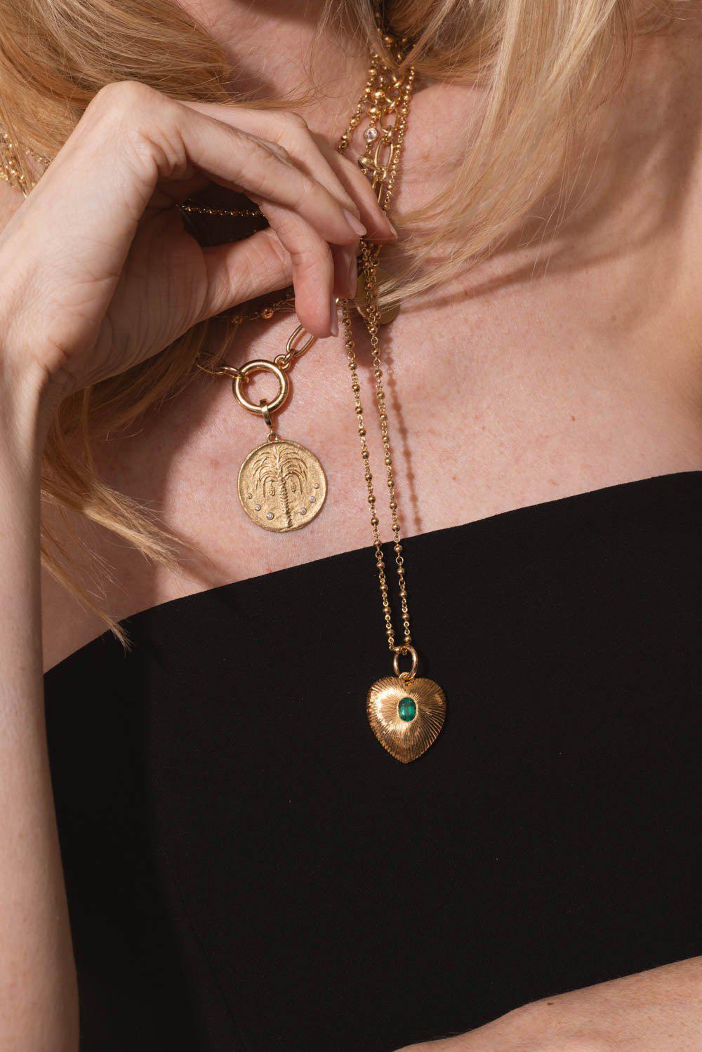 SINGLE STONE-Mini Rosary Necklace-YELLOW GOLD