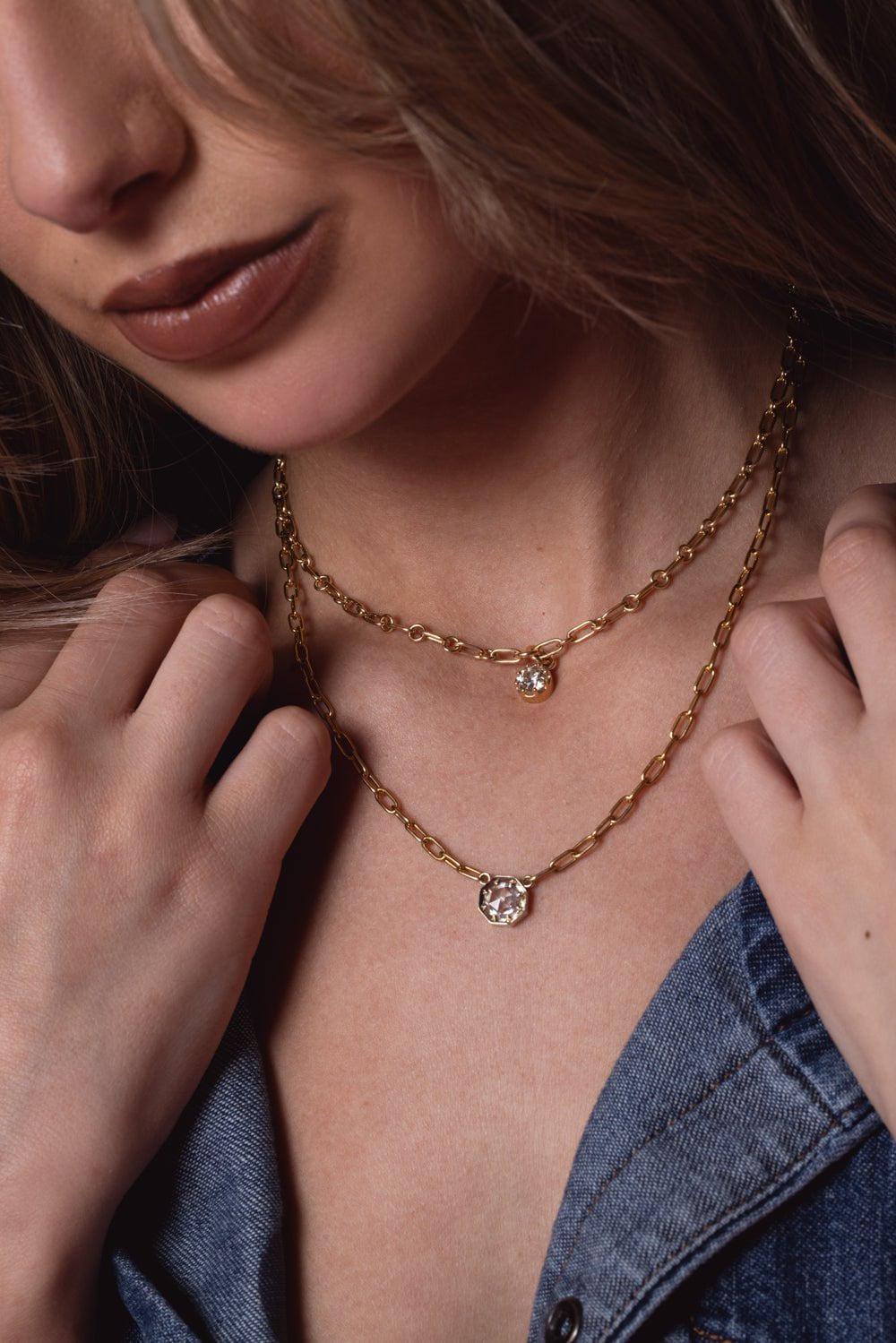 SINGLE STONE-Summer Necklace-YELLOW GOLD