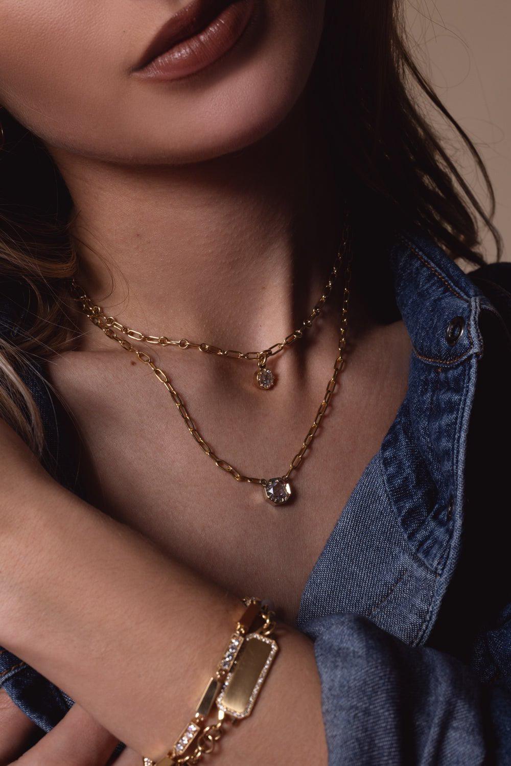SINGLE STONE-Summer Necklace-YELLOW GOLD