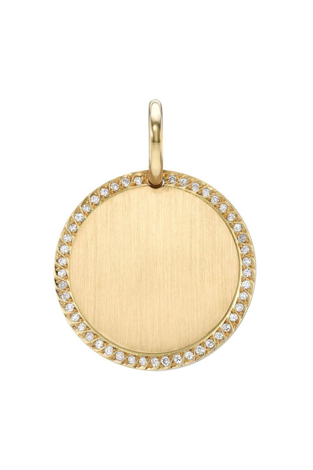 SINGLE STONE-Diamond Frame Disc Pendant-YELLOW GOLD