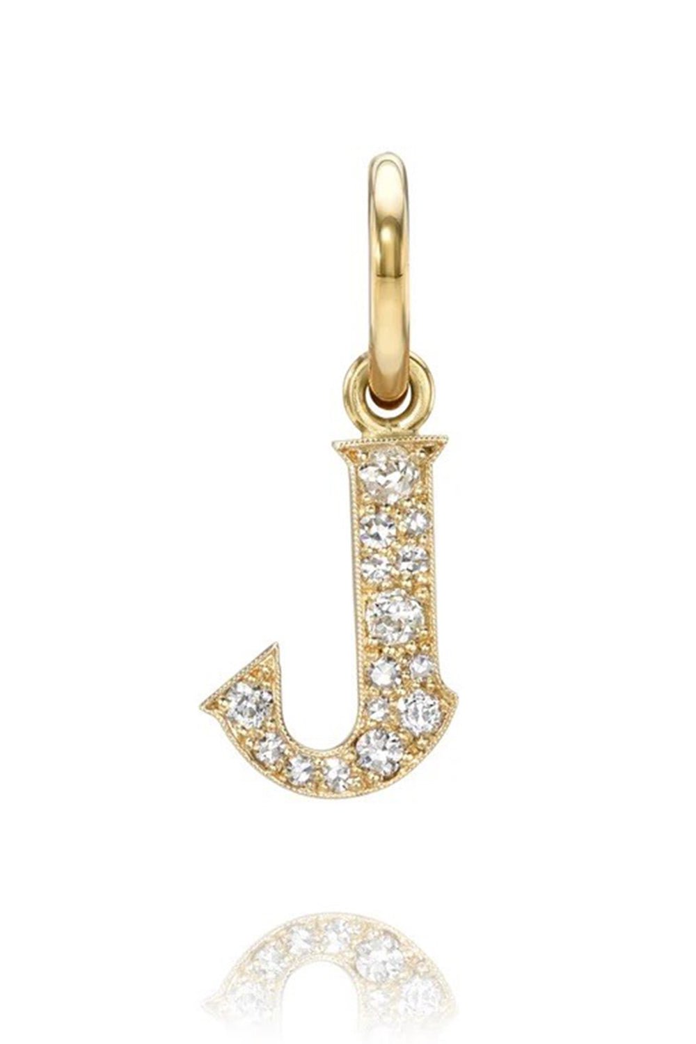 SINGLE STONE-Letter Pendant-YELLOW GOLD