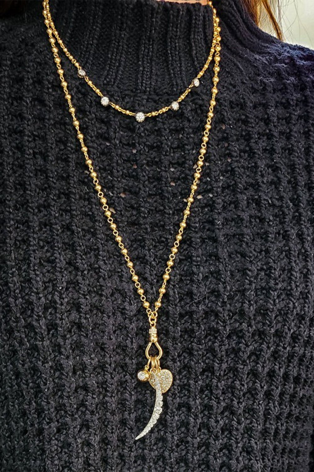 SINGLE STONE-Large Cobblestone Cressida Charm-YELLOW GOLD